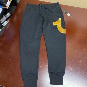 True Religion Joggers Gold Logo Black Sweatpants